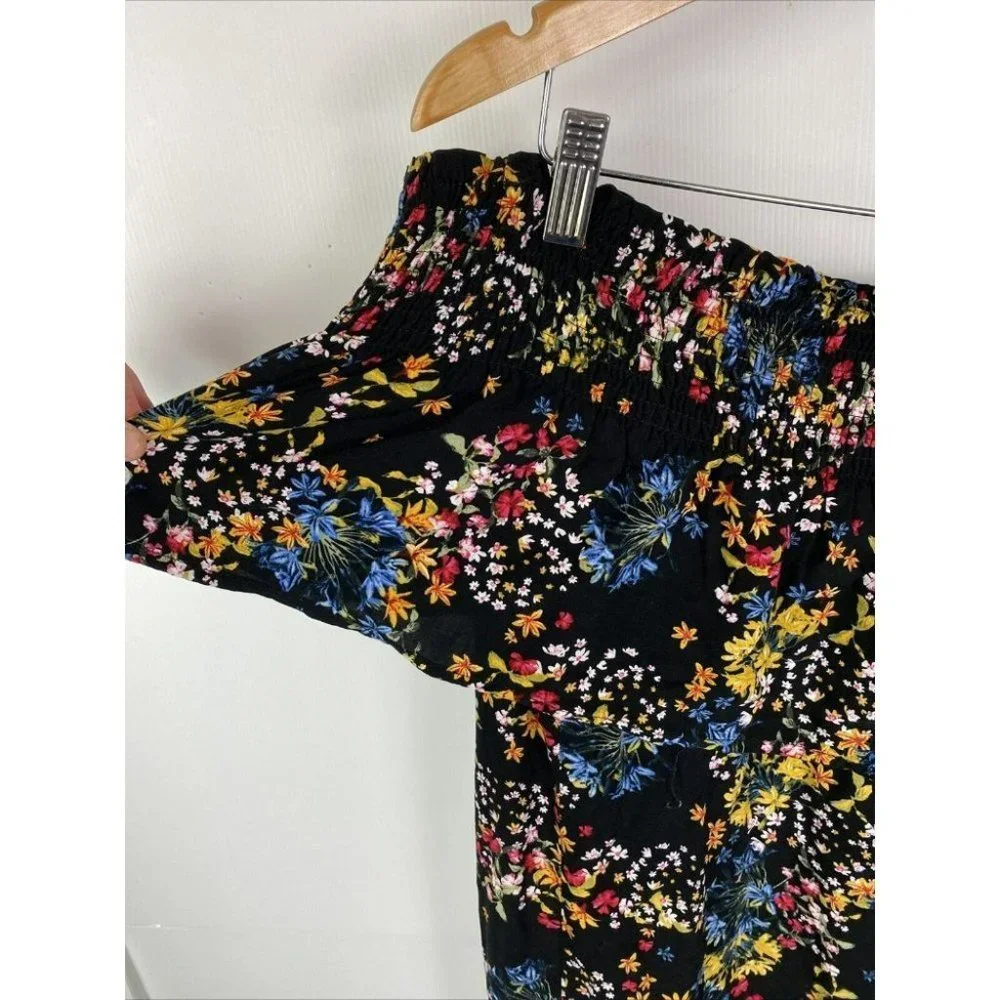 Target Size 18 Black Floral Off Shoulder Shift Dress - Picture 3 of 8